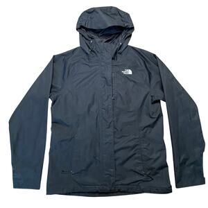 The North Face HyVent Outer Shell Jacket Women Sz L Black Nylon Hooded